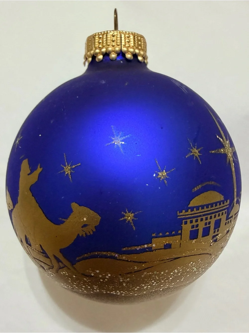 Vtg Christmas By Krebs 7 Ornaments Nativity & Bethlehem Scenes Red Blue 2.63”